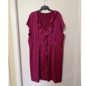 Penningtons Stretch Frill Dress in Fuschia